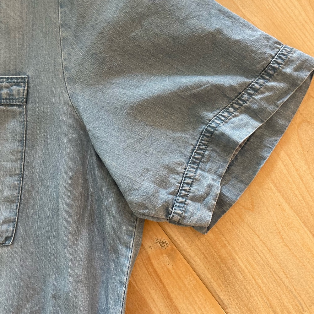 Chambray Shirt Dress  Denim Short Sleeve Button Front drawstring waist size XL - Picture 9 of 14
